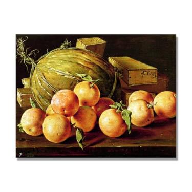 Imagem de NHLDZYH Vintage Fruta Ainda Vida Tela Retro Frutas Motivo Estilo Country Decoração de Parede para Cozinha e Sala de Jantar. A86. 50 x 65 cm. Apenas Tela