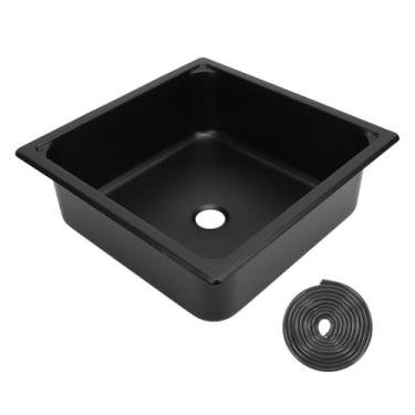 Imagem de Eujgoov Pia de Barra de Tigela única 304 de Aço Inoxidável Pequena Pia de Cozinha 13,8x13,8x4,7in Com Furo de Drenagem de 40mm para Barco de Caminhão de Alimentos RV (Plásticos de pulverização