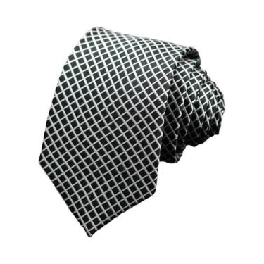 Imagem de Gravata Masculina Estreita Xadrez Azul, Preta E Vermelha Para Casament