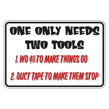 Imagem de Two Tool Needed Duct Tape WD40 - Placa engraçada - Adesivo de decalque de vinil - 19 cm x 12,7 cm