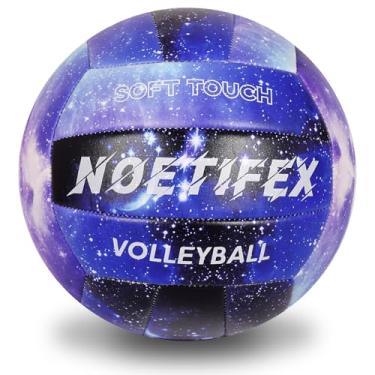 Imagem de Noetifex Voleibol de couro PU macio, tamanho oficial 5, vôlei impermeável para uso interno e externo espesso para praia, piscina, academia e jogos, com bomba