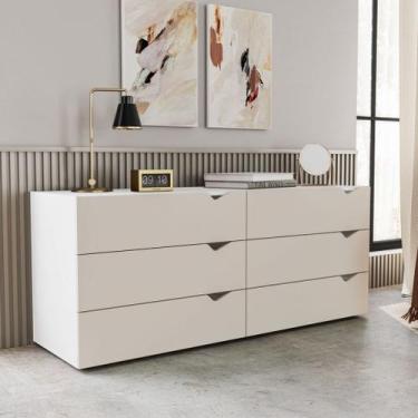 Imagem de Cômoda 6 Gavetas Branca e Creme Porto Politorno