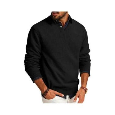 Imagem de Suéter Masculino De Lã Com Decote Em V, Ajuste Slim, Leve, Manga Longa