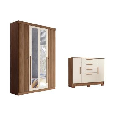 Imagem de Guarda Roupa +cômoda 2 Peças Qc322 Jatoba/areia - Santos Andirá