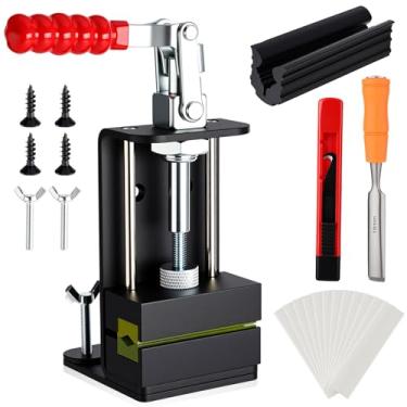 Imagem de Soulchen Kit de aderência de taco de golfe com braçadeira de torno de alumínio resistente, braçadeira de borracha, faca de gancho, 13 fitas de aderência, removedor de fita de aderência, estação de