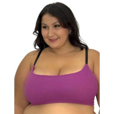 Imagem de Sutiã Plus Size Tecido Canelado Top Grande Felícia - Naka Modas, Roxo,