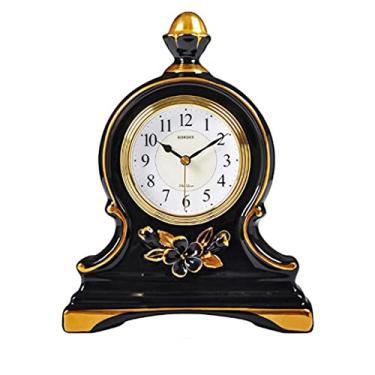Imagem de Relógio de mesa de cerâmica europeu decoração de casa sala de estar escritório relógios de luxo quarto silencioso vintage relógio de mesa mesa (cor: B, tamanho: tamanho único)