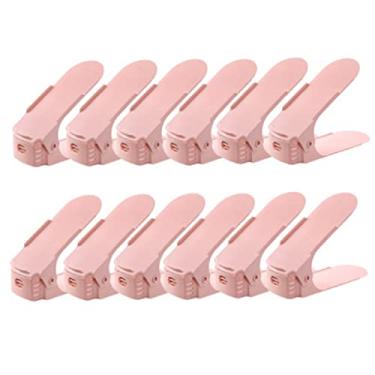 Imagem de HHHJQFAAT Suporte de sapato 12 peças ajustável, organizador de sapatos de melhor estabilidade, empilhador de sapatos, economia de espaço, antiderrapante (cor: D) (C)