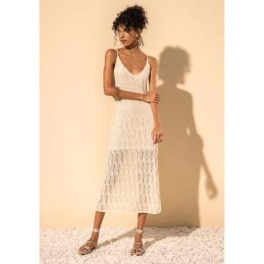 Imagem de Vestido Chá De Alças Com Decote Em V Em Malha Tricô-Feminino