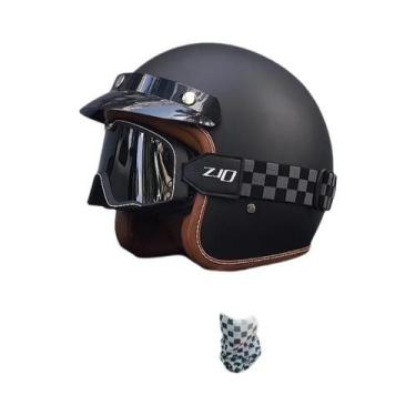 Imagem de Capacete De Motocicleta Vintage Certificado DOT 3/4 Jet Mask Capacete 