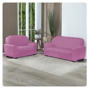 Imagem de Kit Capa de Sofá Lisa 3 e 2 Lugares Coladinha - LENHARO ENXOVAIS, Rosa
