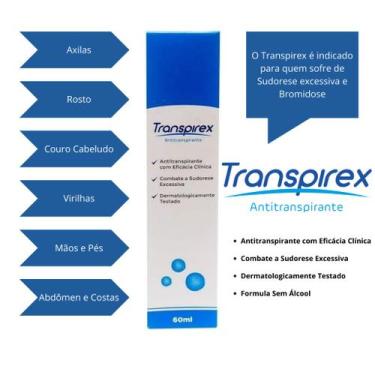 Imagem de Antitranspirante Sem Suor Sudorese Hiperidrose Transpirex 60ml