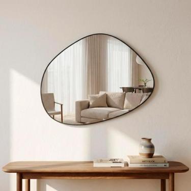 Imagem de Espelho Decorativo Orgânico Pinterest Grande 80x60cm Moderno c/ Suport