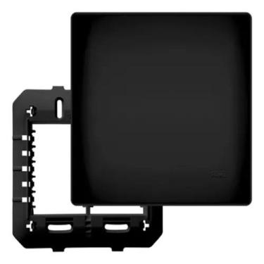 Imagem de Conjunto Placa Cega Tampa Espelho 4x4 Habitat Black Preto Fame