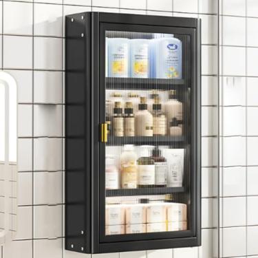 Imagem de Armário de remédios para banheiro de 2 a 4 níveis – Armazenamento sobre o vaso sanitário com 2 portas de acrílico, suporte flutuante para cosméticos e despensa de cozinha, sem necessidade de