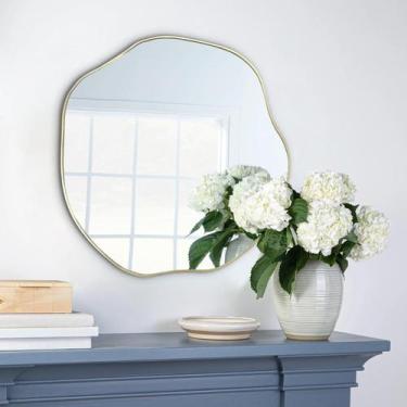 Imagem de Espelho de Parede POZINO 20" Dourado Irregular Assimétrico Sem Moldura