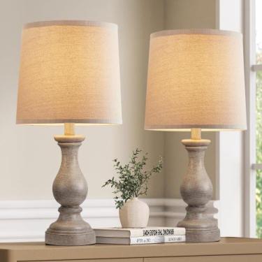 Imagem de Conjunto de Luminárias de Mesa Seealle 22" Estilo Rústico com Abajur d