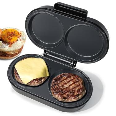 Imagem de Preto, 27.5 * 15 cm, Multi Cook, Omeleteira Eletrica, Omeleteira, Omeleteira Eletrica 110V, Pode Fazer Hambúrgueres, Omeleteiras Duplas com 2 Ranhuras Redondas