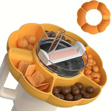 Imagem de Tigela de lanche para Stanley Cup 1,134 g com alça - perfeitamente compatível com Stanley Quencher H2.0 Tumbler 1,134 g com alça, bandeja de silicone reutilizável, acessórios para copos Stanley