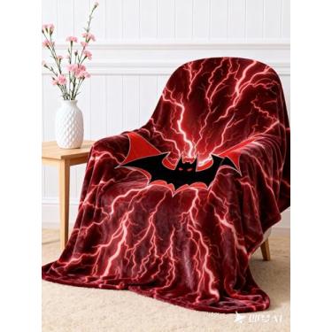 Imagem de Cobertor fofo de morcego vermelho, 152 x 127 cm, presentes infantis para meninos, adolescentes, homens, cobertor felpudo macio para sofá, carro, cama, cobertores quentes, roupa de cama leve para Natal
