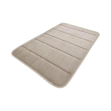 Imagem de Tapete De Banho Em Veludo Coral Com Padrão Geométrico, Antiderrapante,