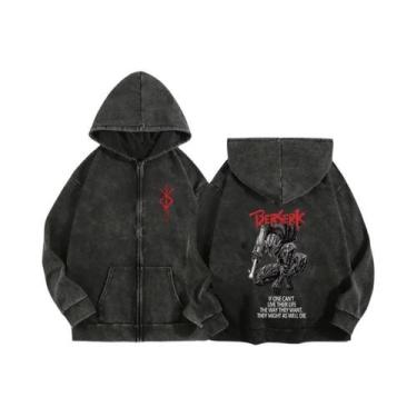Imagem de Moletom Unissex Com Zíper E Capuz Estampado Anime Berserk Harajuku Gót