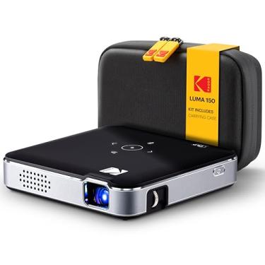 Imagem de Kodak Mini projetor Pico sem fio Luma 150 preto – DLP, suporta 1080p, alto-falante embutido e bateria recarregável, HDMI/USB/microSD, estojo de viagem incluído