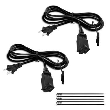 Imagem de Cabo de alimentação de extensão de 2 pinos, pacote com 2, Elecan AC macho para fêmea, tomadas listadas ETL 125V 10A para NEMA 5-15P para NEMA 5-15R com tampa de plugue de segurança