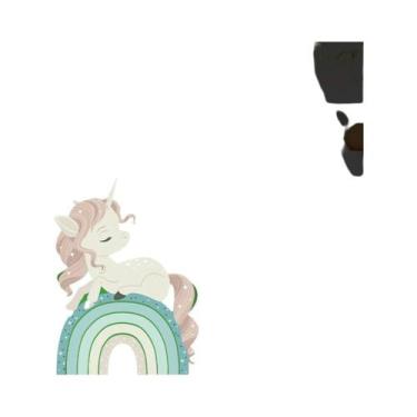Imagem de Adesivos De Parede De Unicórnio Arco-Íris Para Quarto De Meninas, Deco