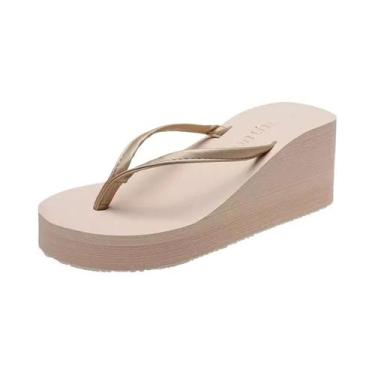 Imagem de Chinelo Feminino De Verão Com Plataforma E Salto Anabela, Leve, Antide