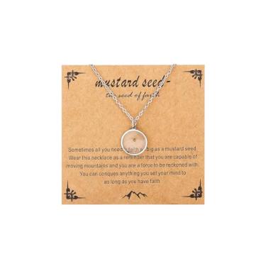 Imagem de Pingyongchang Colar com pingente Faith God para mulheres, meninas, delicadas, banhado a ouro, prata, gargantilha de aço inoxidável, montanhas e sementes de mostarda, gargantilha cristã, presente de