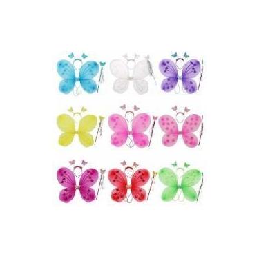 Imagem de Kit Asas Borboleta LED c/ Varinha - Cores Sortidas - Genérico