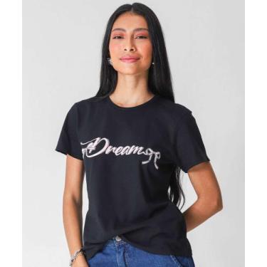 Imagem de Camiseta Feminina Estampada Marisa Preto-92009, Preto, P