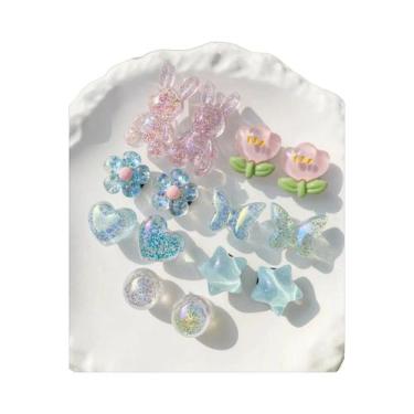 Imagem de Clipes De Sapato DIY Destacáveis Com Coelho Rosa, Flor, Borboleta Azul