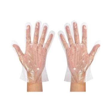 Imagem de Luvas Descartáveis Transparentes Sem Látex Para Preparação De Alimento