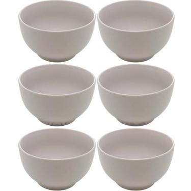 Imagem de 6 Tigelas 680ml Cumbucas Bowls de Cerâmica Lyor Bege Cronus Sobremesa 