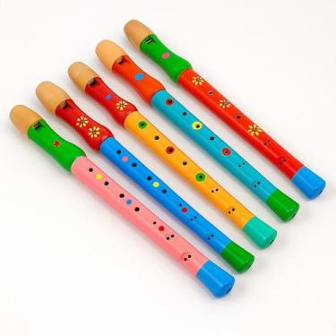 Imagem de Flauta Doce Brinquedo Infantil Madeira Instrumento Musical - Toy Mix