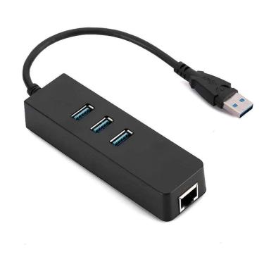 Imagem de Conversor Usb 3.0 Para Rede Rj45 Gigabit (10-100-1000mbps) + Hub 3x Portas Usb 3.0 - Cdc-2872