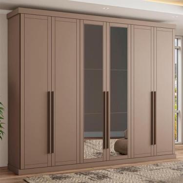 Imagem de Guarda Roupa Casal 263cm 6 Portas em MDF Espelho e 6 Gavetas - Carraro