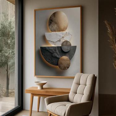 Imagem de Quadro Decorativo com Moldura Caixa Pedras Equilibrio para parede Sala