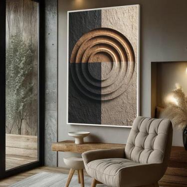Imagem de Quadro com Moldura e Acrilico Cristal Vidro Arte Texturizada para Sala