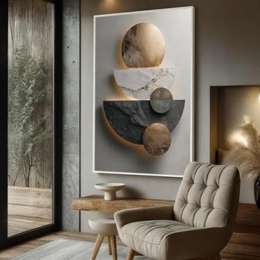 Imagem de Quadro com Moldura e Acrilico Cristal Vidro Pedras Equilibrio para Sal