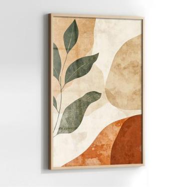 Imagem de Quadro com Moldura e Acrilico Cristal Vidro Terracota Folhas  para Sal