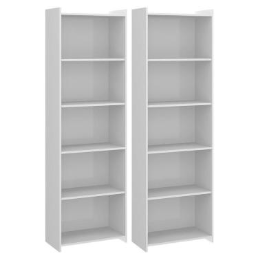 Imagem de Kit 2 Estantes Para Livros Multiuso Com 5 Prateleiras Menu Móveis Branco