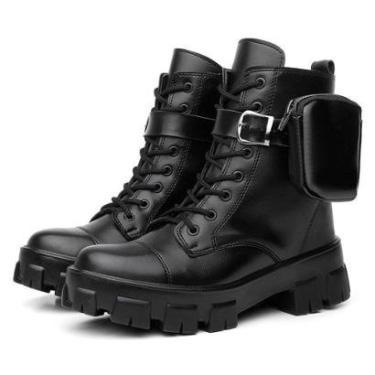Imagem de Bota Coturno Feminino Tratorado Militar Com Bolsinha Lateral Removível-Feminino