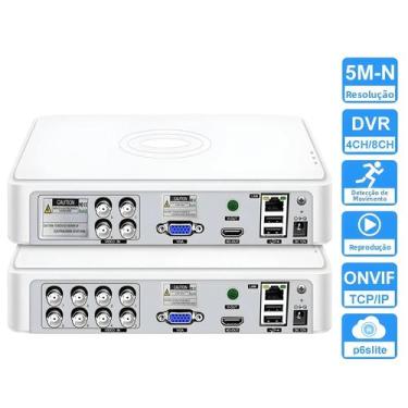 Imagem de Gravador De Vídeo Híbrido CCTV DVR De 4CH 8 Canais Com Áudio E Detecçã