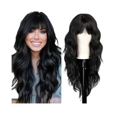 Imagem de Peruca Sintética Longa Ondulada Rosa De 26 Polegadas Para Festas, Hall