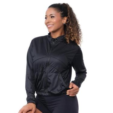 Imagem de Jaqueta Corta Vento Esportiva Feminina C/Recorte Ultra Leve Cor:PretoT