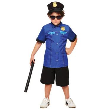 Imagem de Fantasia Carnaval Menino Policial Infantil Roupa com Quepe - Fantasias