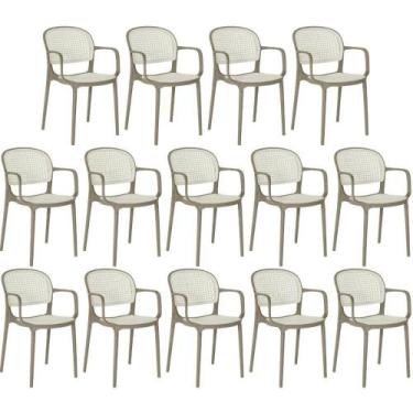 Imagem de Kit 14 Cadeiras De Jantar Roma Prática Com Braços Para Sala E Cozinha 